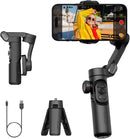 Håndholdt 3-akset telefonstabilisator Foldbar gimbal til iPhone og Android Fokus-hjul og ansigts-/objektsporing