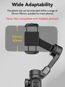 Håndholdt 3-akset telefonstabilisator Foldbar gimbal til iPhone og Android Fokus-hjul og ansigts-/objektsporing