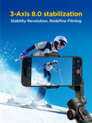 Håndholdt 3-akset telefonstabilisator Foldbar gimbal til iPhone og Android Fokus-hjul og ansigts-/objektsporing