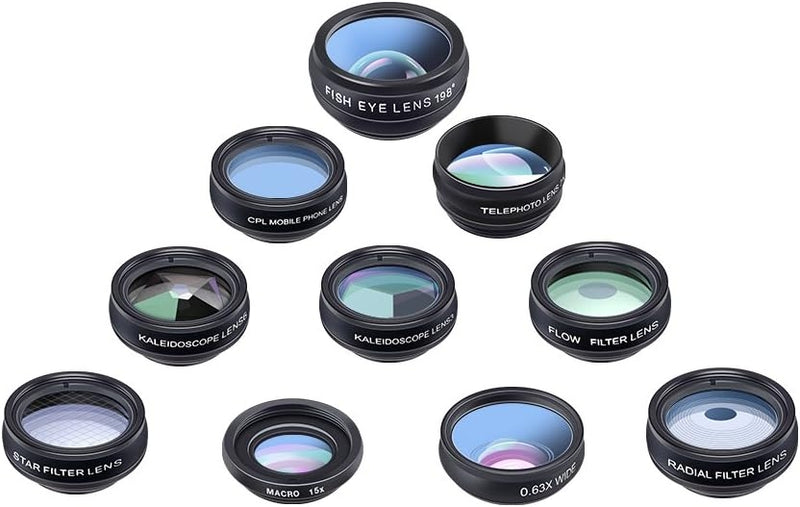 APEXEL 10-i-1 Premium Linsekit Kompatibel med Smartphones - Udskiftelige Linser