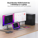 AV Access KD-E10 Dockingstation & KVM Switch for 2 computere til 2 skærme HDMI 4K60Hz, 100W PD, 3 x USB, 1G Ethernet, SD, 3.5 mm AUX Audio EDID