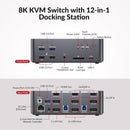 AV Access iDock D23i Dockingstation og KVM-switch 2 til 3, Triple Monitor til 2st Desktop-PC'er, 8K@60Hz, 5xUSB-A, 1xUSB-C, 1G Ethernet, Lyd, SD