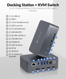 AV Access-dockingstation og KVM-switch 2 til 2 USB-C & DP+HDMI til HDMI, 4K60Hz, 5x USB-A, 1x USB-C PD 60W, 3,5 mm AUX, SD-kortslot og Toslink iDOCK C10