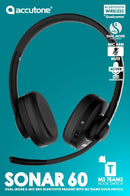 Accutone Sonar 60 Dual Bluetooth & USB Wired Headset with NC Mic, Long-Enduring Battery for PC/Mac & Cell Phones. Works with MS Teams/Skype/Zoom
