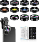 Apexel 11-i-1 Mobiltelefonkameralinse Sæt, Vidvinkel- og Makrolinse + Fisheye-linse