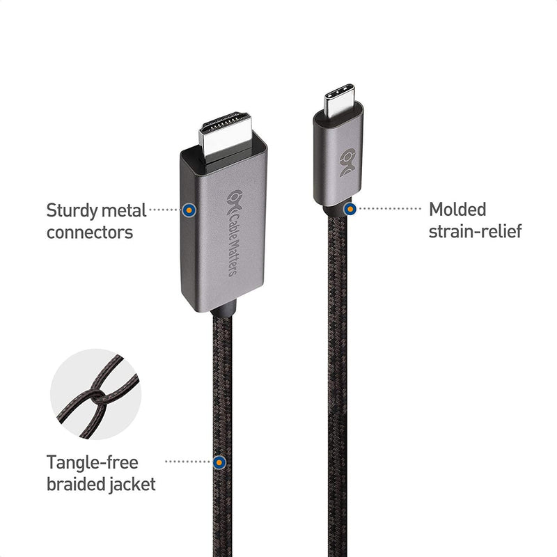 Cable Matters noget 1,8 m USB-C til HDMI-kabel 8K30Hz 4K 120Hz 48Gbps HDR Kompatibel med Thunderbolt 4 og 3