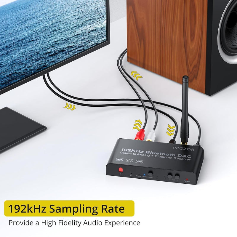Digital til analog konverter med Bluetooth, 192 khz DAC stereo