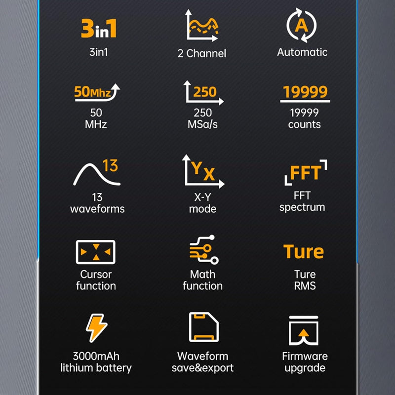FNIRSI 2C53TH 3 i 1 oscilloskop, multimeter og signalgenerator 2,8" LCD-skærm for perfekt billedkvalitet
