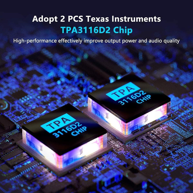 Fosi Audio BT30D Bluetooth 5.0 Stereo Audio Modtager Forstærker 2.1 Kanal Mini Hi-Fi Klasse D Integreret Amp 2X50 Watt