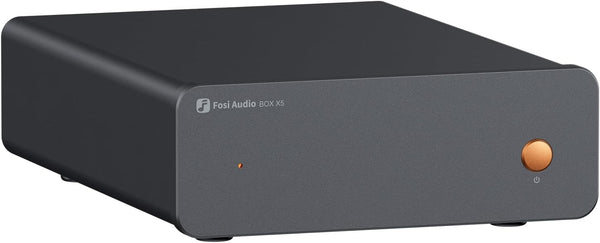 Fosi Audio Box X5 Mini Forforstærker Hjemmeaudio til MM & MC Pickups, Aktive Højttalere, 4-niveau Justerbar Gain 38/48/56/66 dB med RCA