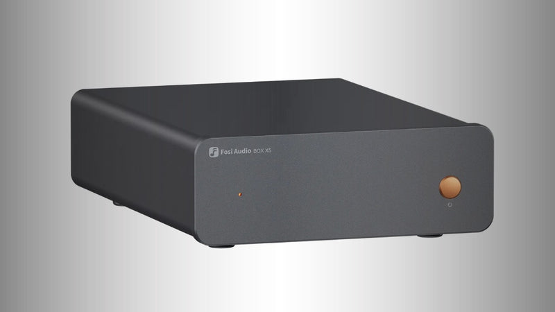 Fosi Audio Box X5 Mini Forforstærker Hjemmeaudio til MM & MC Pickups, Aktive Højttalere, 4-niveau Justerbar Gain 38/48/56/66 dB med RCA