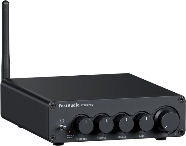 Fosi Audio Hi-Fi Bluetooth 5.0 Stereo Audio Receiver Forstærker 2.1 Channel Mini Class D Integreret Amp 2X165W