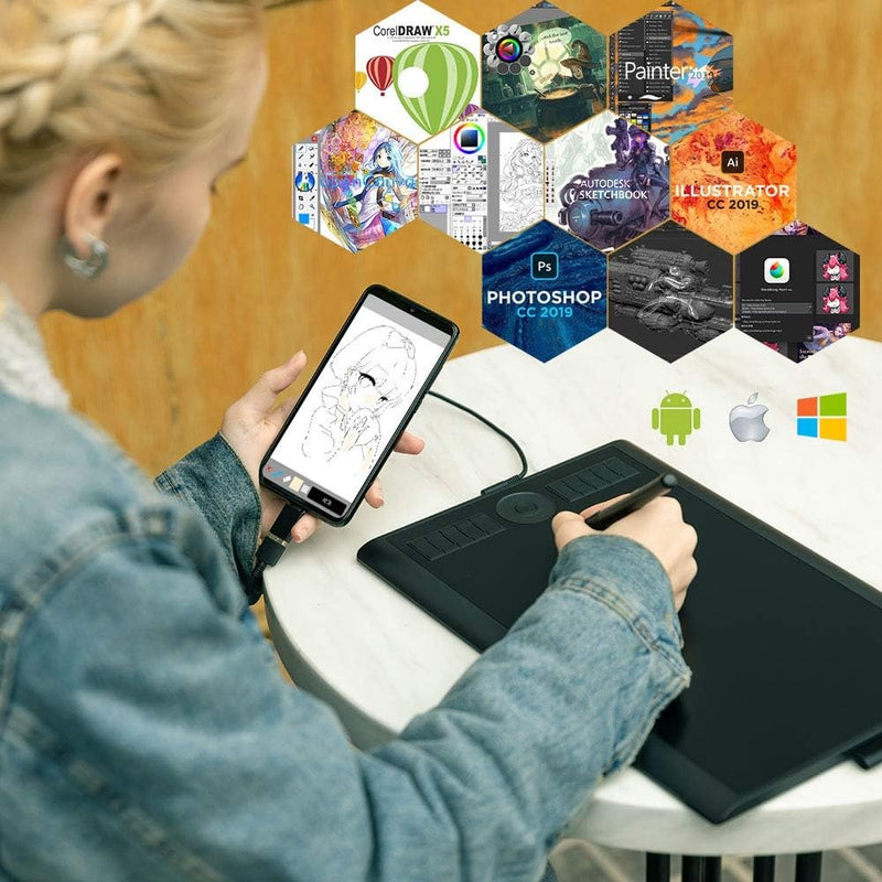 GAOMON M10K Version Pen Tablet - 25,4 x 16,9 cm grafisk tablet med 8192 trykfølsomhedsniveauer