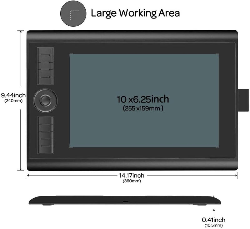 GAOMON M10K Version Pen Tablet - 25,4 x 16,9 cm grafisk tablet med 8192 trykfølsomhedsniveauer