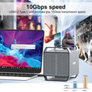 MAIWO 4-bay DAS-design til 3,5” SATA HDD med 2 køleblæsere, USB‑C & 10 Gbps hastighed, ingen RAID