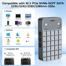 Maiwo K2042P3 Dual Bay RAID-kabinet til M.2 NVMe/SATA SSD med kloning, RAID 0 og RAID 1, USB-C 3.2 Gen2x2 20Gbps