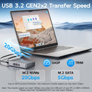 Maiwo K2042P3 Dual Bay RAID-kabinet til M.2 NVMe/SATA SSD med kloning, RAID 0 og RAID 1, USB-C 3.2 Gen2x2 20Gbps