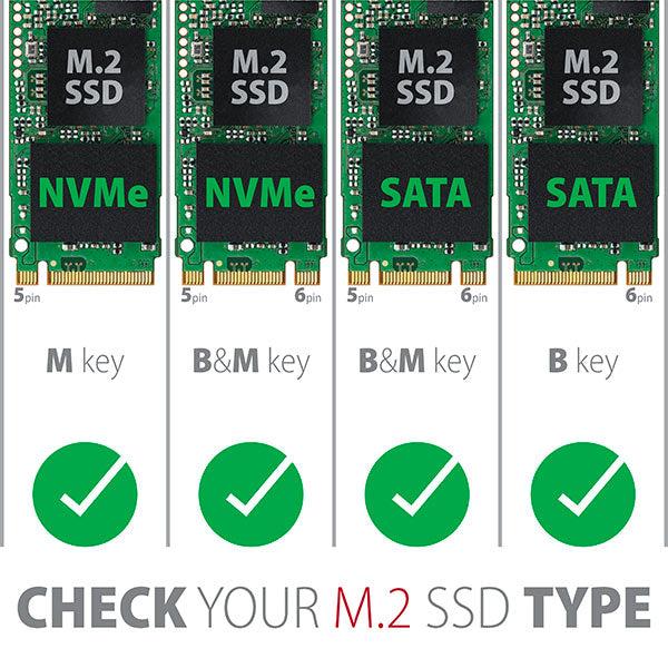 Maiwo K1687P2 M.2 SATA & NVMe SSD combo til USB3.1 GEN2 10Gbps ekstern kabinet aluminium