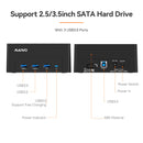 Maiwo K308H USB 3.1 GEN1 5Gbps Docking 1st 2,5-3,5 SATA-harddisk SSD op til 14TB med understøttelse af UASP 3xUSB3.1 hub