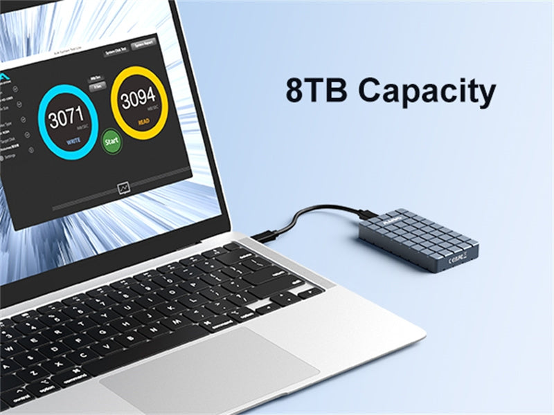 Maiwo USB4.0 NVME Eksternt kabinet 8tb m og B&M Key 2280