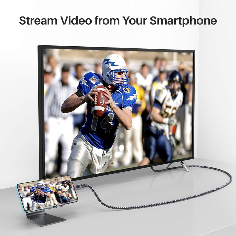 NÖRDIC 0,5 m USBC til DisplayPort kabel UHD 4K 60Hz DP 1.2 21,6Gbps HDCP Alt måde over USB C Aluminium kontakter Space Gray