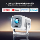 NÖRDIC 1080P Projektor Netflix-certificeret 200 ANSI lumen 2.4/5G WiFi 6 understøttelse til iOS/Android