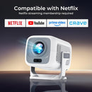 NÖRDIC 1080P Projektor Netflix-certificeret 200 ANSI lumen 2.4/5G WiFi 6 understøttelse til iOS/Android