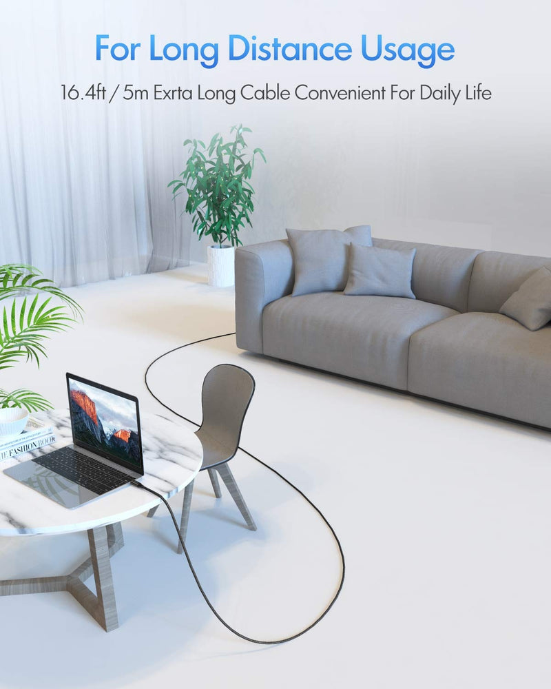 NÖRDIC 10m Aktiv USB 3.0 C til C-kabel, 5Gbps Super Speed USB-kabel