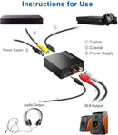 NÖRDIC 192KHz digital til analog audio konverter, Toslink og Coaxial til RCA L / R og 3.5mm AUX D / A konverter