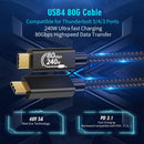 NÖRDIC 1m Thunderbolt 5 kabel 80Gbps dataoverførsel 240W opladning 120Gbps båndbredde 16K60Hz 8K60Hz 4K540Hz