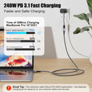 NÖRDIC 1m USB3.2 Gen2 20Gbps USB-C til C nylonflettet forlænger kabel med Power Delivery 240W 4K60Hz