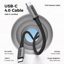 NÖRDIC 1m USB4 USB-C til C nylonflettet kabel PD3.1 240W 40G 8K60Hz 4K144Hz grå