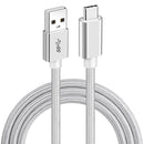 NÖRDIC 1m USB C til USB A Kabel USB3.1 Gen1 Hurtig opladning 3A 60W 5Gbps Nylon Flettet Hvid