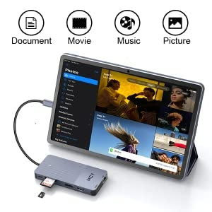 NÖRDIC 1 til 11 USB-C dockingstation til tre skærme 2xHDMI 4K60Hz 1xDP4K60Hz DP87W Thunderbolt 3/4 DisplayLink