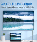 NÖRDIC 1 til 6 USB C aluminium dockingstation 1xHDMI 4K 30Hz  1xUSB-A 3.0 1xUSB-A 2.0 5Gbps 1xUSB C PD87W 1xSD/TF kortlæser