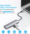 NÖRDIC 1 til 6 USB C aluminium dockingstation 1xHDMI 4K 30Hz  1xUSB-A 3.0 1xUSB-A 2.0 5Gbps 1xUSB C PD87W 1xSD/TF kortlæser