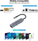 NÖRDIC 1 til 6 USB C aluminium dockingstation 1xHDMI 4K 30Hz  1xUSB-A 3.0 1xUSB-A 2.0 5Gbps 1xUSB C PD87W 1xSD/TF kortlæser