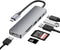 NÖRDIC 1 til 6 USB C aluminium dockingstation 1xHDMI 4K 30Hz  1xUSB-A 3.0 1xUSB-A 2.0 5Gbps 1xUSB C PD87W 1xSD/TF kortlæser