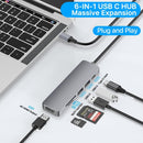 NÖRDIC 1 til 6 USB C aluminium dockingstation 1xHDMI 4K 30Hz  1xUSB-A 3.0 1xUSB-A 2.0 5Gbps 1xUSB C PD87W 1xSD/TF kortlæser