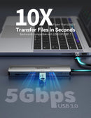 NÖRDIC 1 til 6 USB C aluminium dockingstation 1xHDMI 4K 30Hz  1xUSB-A 3.0 1xUSB-A 2.0 5Gbps 1xUSB C PD87W 1xSD/TF kortlæser