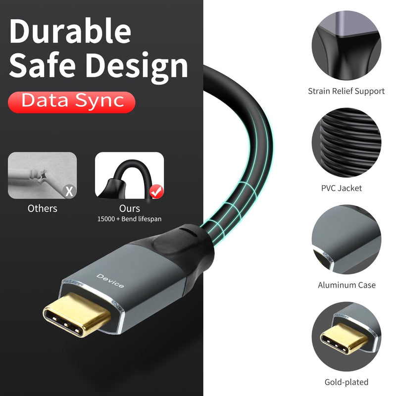 NÖRDIC 20m Aktiv USB 3.0 A til C Kabel, 5Gbps Super Speed USB-kabel Kompatibel med VR, Kamera, Dockingstation og mere