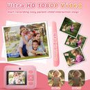 NÖRDIC 2,4" HD Instant-kamera, Mini kamera med fotoudskrivning/videoptagelse, kompatibel app, Blå