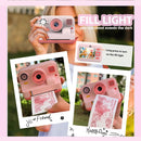 NÖRDIC 2,4" HD Instant-kamera, Mini kamera med fotoudskrivning/videoptagelse, kompatibel app, Lyserød