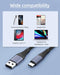 NÖRDIC 2m USB3.2 Gen1 USB-C til A nylonflettet kabel hurtig opladning 3A 5Gbps Strømforsyning PD 60W