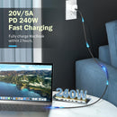 NÖRDIC 2m USB3.2 Gen2 20Gbps USB-C til C nylonflettet forlænger kabel med Power Delivery 240W 4K60Hz