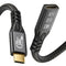 NÖRDIC 2m USB3.2 Gen2 20Gbps USB-C til C nylonflettet forlænger kabel med Power Delivery 240W 4K60Hz