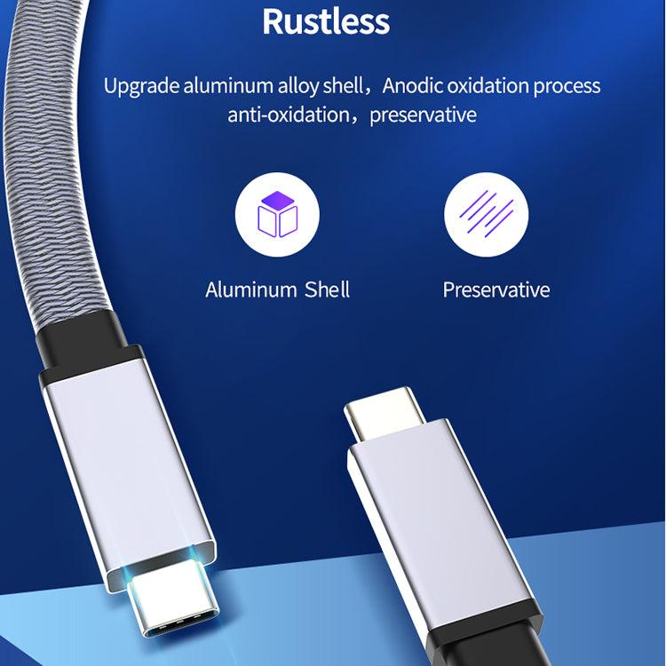 NÖRDIC 2m fladt og tyndt kabel USB3.2 Gen2 USB-C til C hurtigopladning med strømforsyning PD100W 5A 10Gbps 4K 60Hz med Emarker