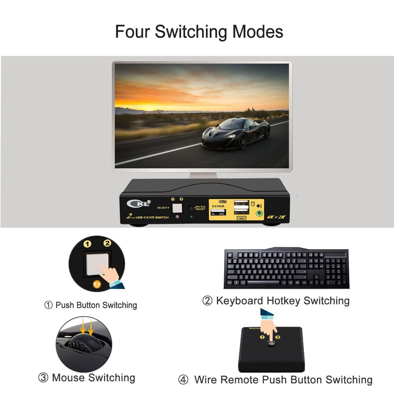 NÖRDIC 2 til 1 USB-C til HDMI 2.0 KVM-switch, 4K60Hz