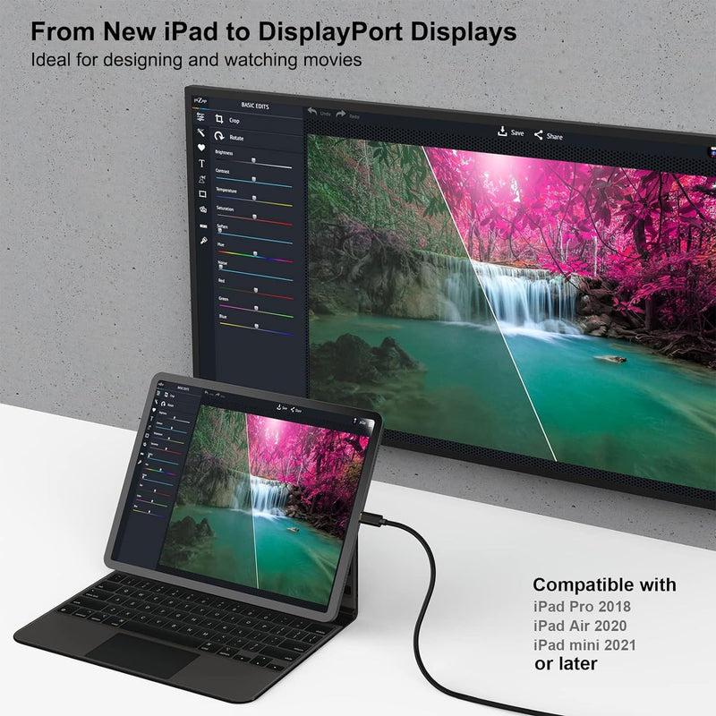 NÖRDIC 3m USBC til Displayport-kabel UHD 4K 60Hz DP 1.2 21.6Gbps HDCP Alt Mode Over USB C, aluminiumsstik Space Grey
