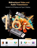 NÖRDIC 3m bidirektionel USB-C til DisplayPort 2.1 kabel 16K60Hz 8K240Hz/120Hz 4K240/165/144/60 HDR HDCP2.3